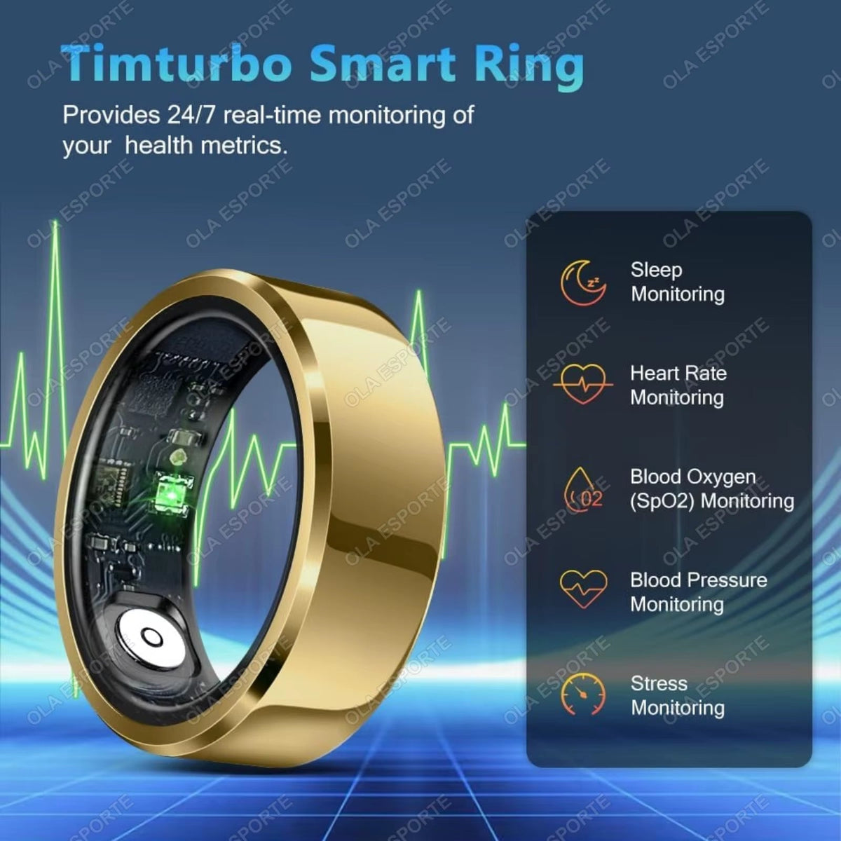 2025 Smart Ring Blood Pressure Heart Rate Sleep Monitoring Smartring IP68 & 5ATM Waterproof Multi-Sport Mode Smartring Man Women