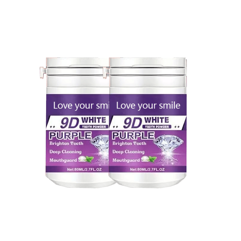 1/2pcs 9D White Purple Teeth Powder - Deep Cleaning & Polishing with Baking Soda, Refreshing Breath, Portable Travel-Friendly Formula, Brightens Smile in 7 Days, for Men & Women