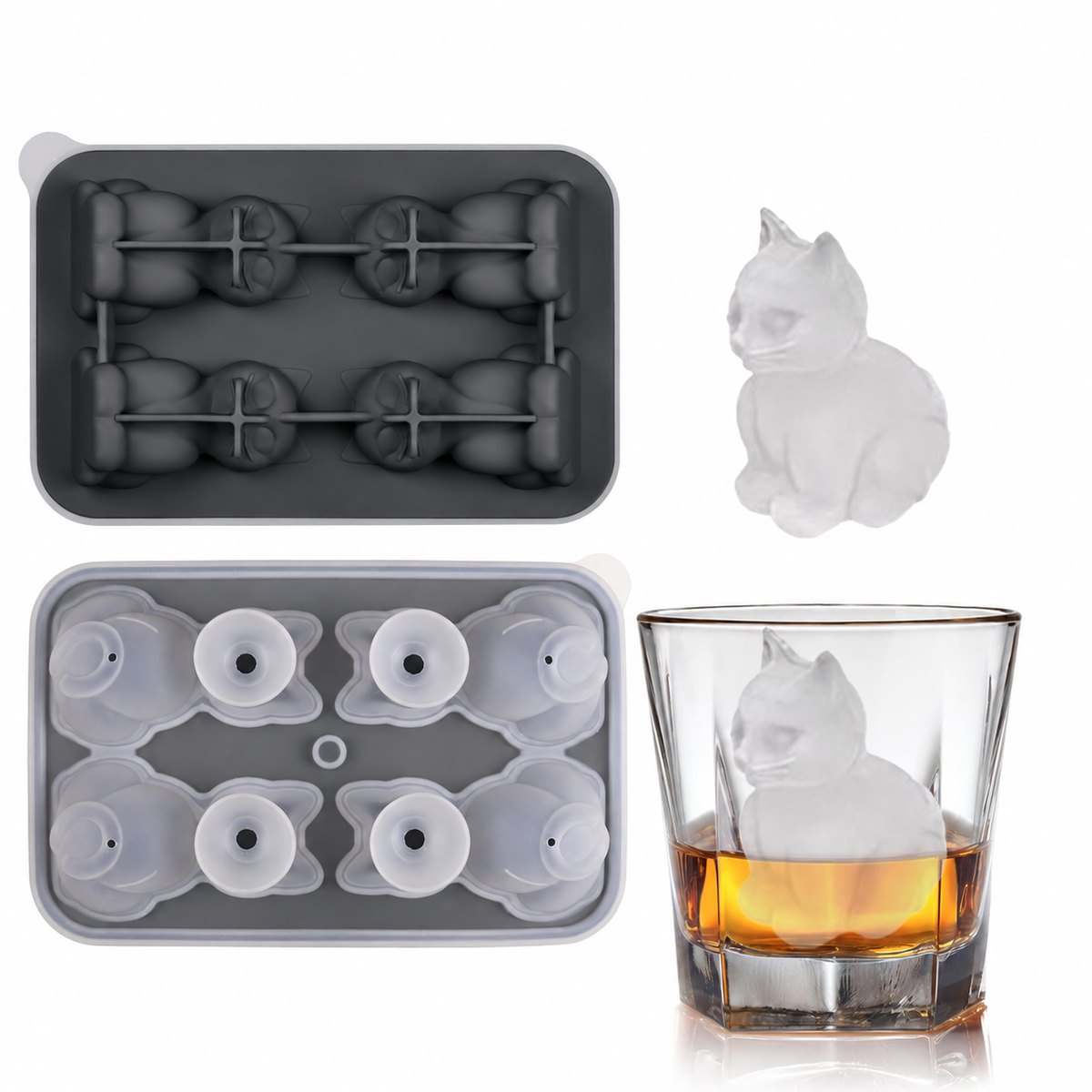 3D Animal Shaped Silicone Ice Cube Mold Tray