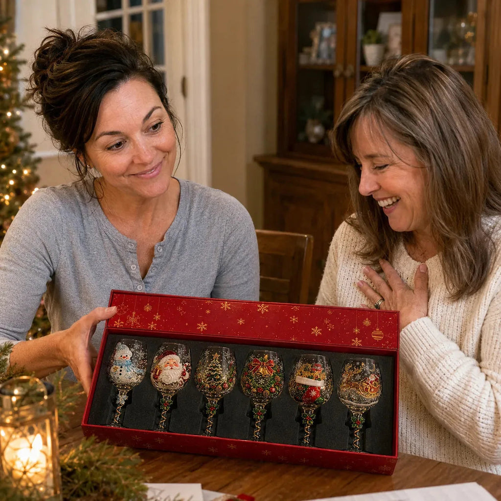 Handcrafted 3D Christmas Wine Glass