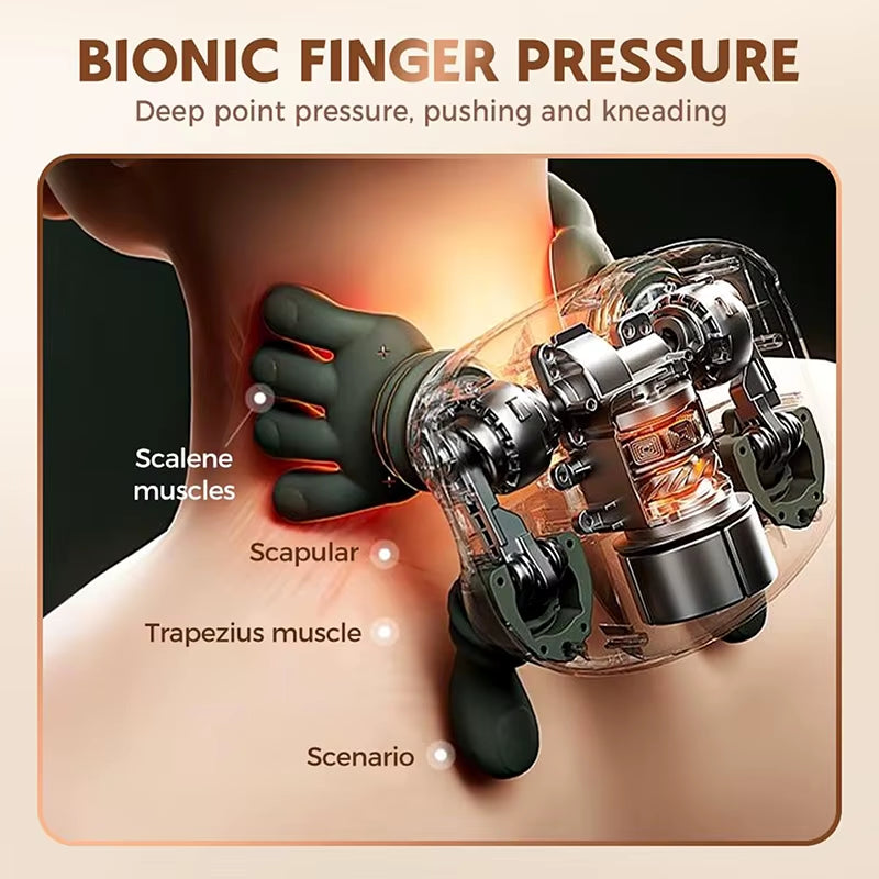 Neck Massager with Real Hand Simulation Wireless Portable Neck and Back Massager 4D Kneading Massage Design for Pain Relief