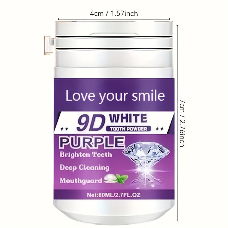 1/2pcs 9D White Purple Teeth Powder - Deep Cleaning & Polishing with Baking Soda, Refreshing Breath, Portable Travel-Friendly Formula, Brightens Smile in 7 Days, for Men & Women