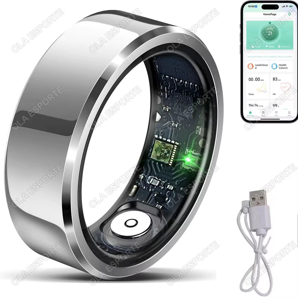 2025 Smart Ring Blood Pressure Heart Rate Sleep Monitoring Smartring IP68 & 5ATM Waterproof Multi-Sport Mode Smartring Man Women