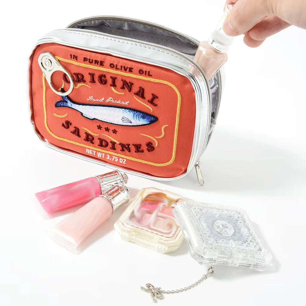 Cute Sardine Can Print Travel Makeup & Toiletry Bag