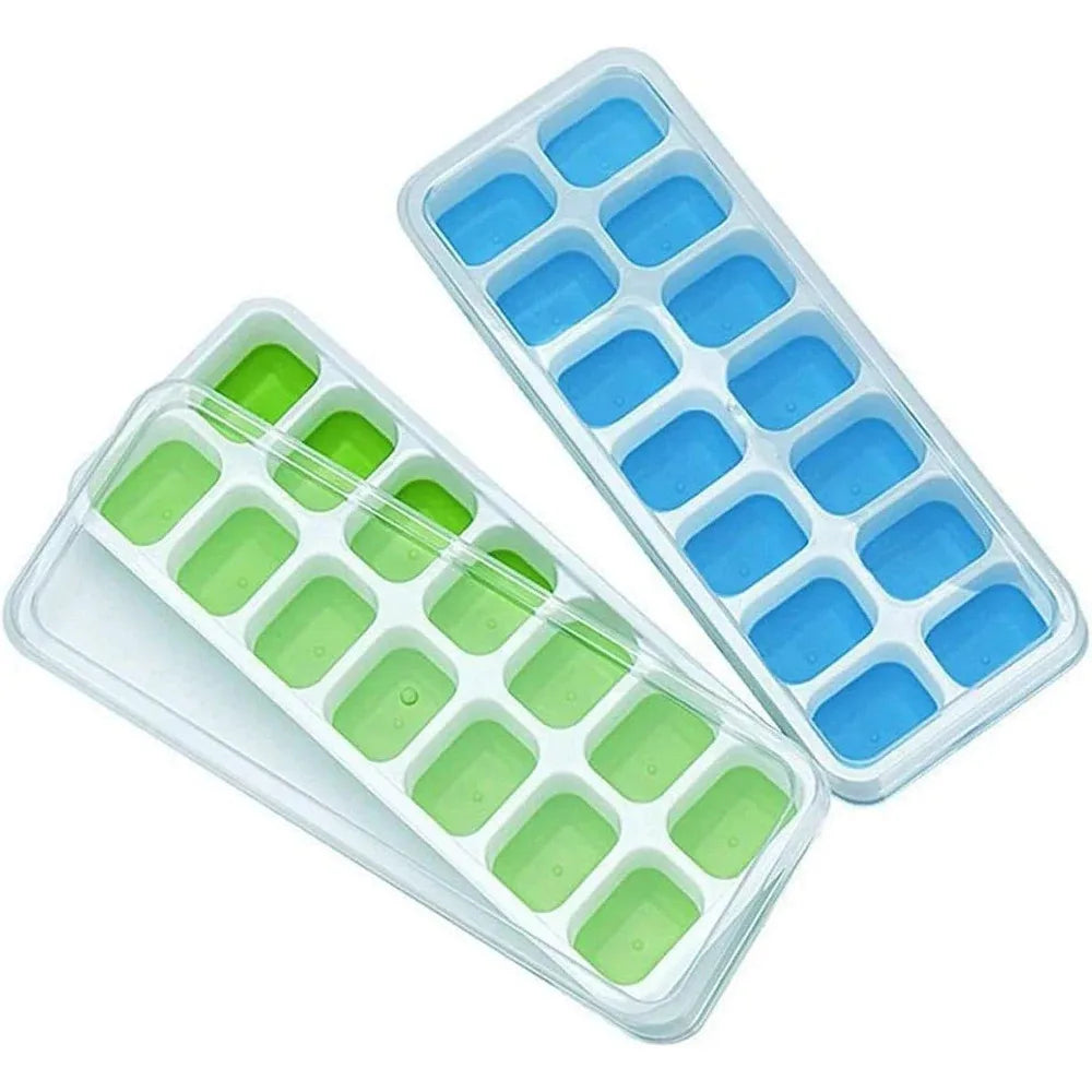 14-Cube Silicone Ice Tray with Lid