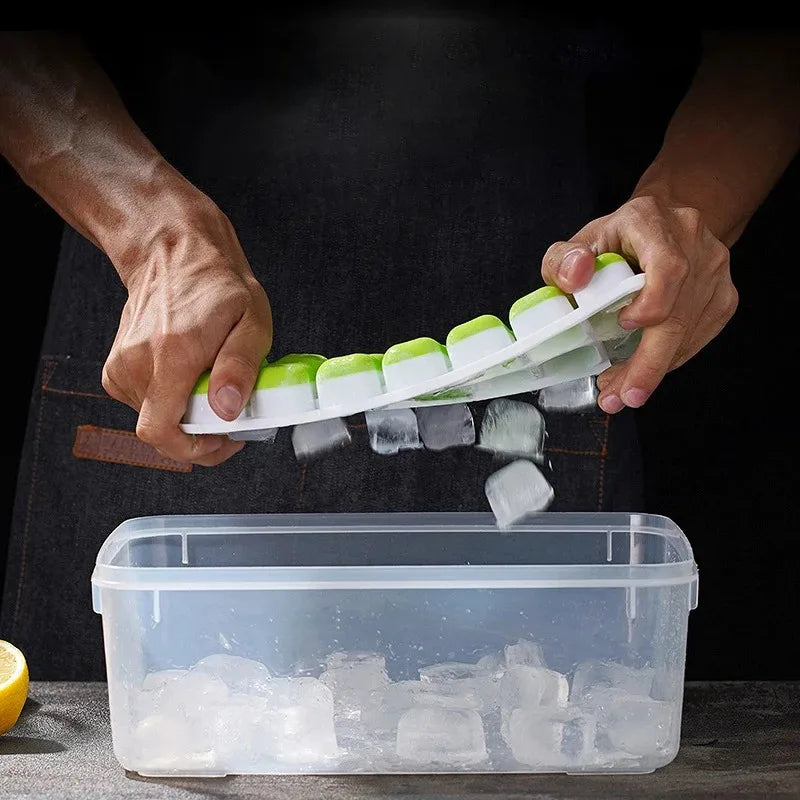 14-Cube Silicone Ice Tray with Lid