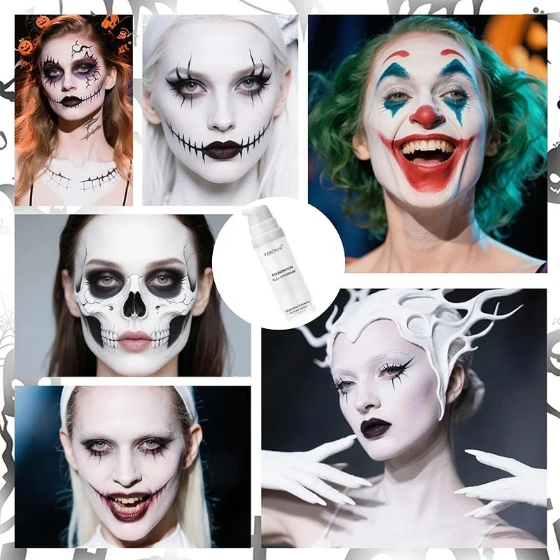 Full-Coverage White Liquid Foundation for Goth & Cosplay Makeup