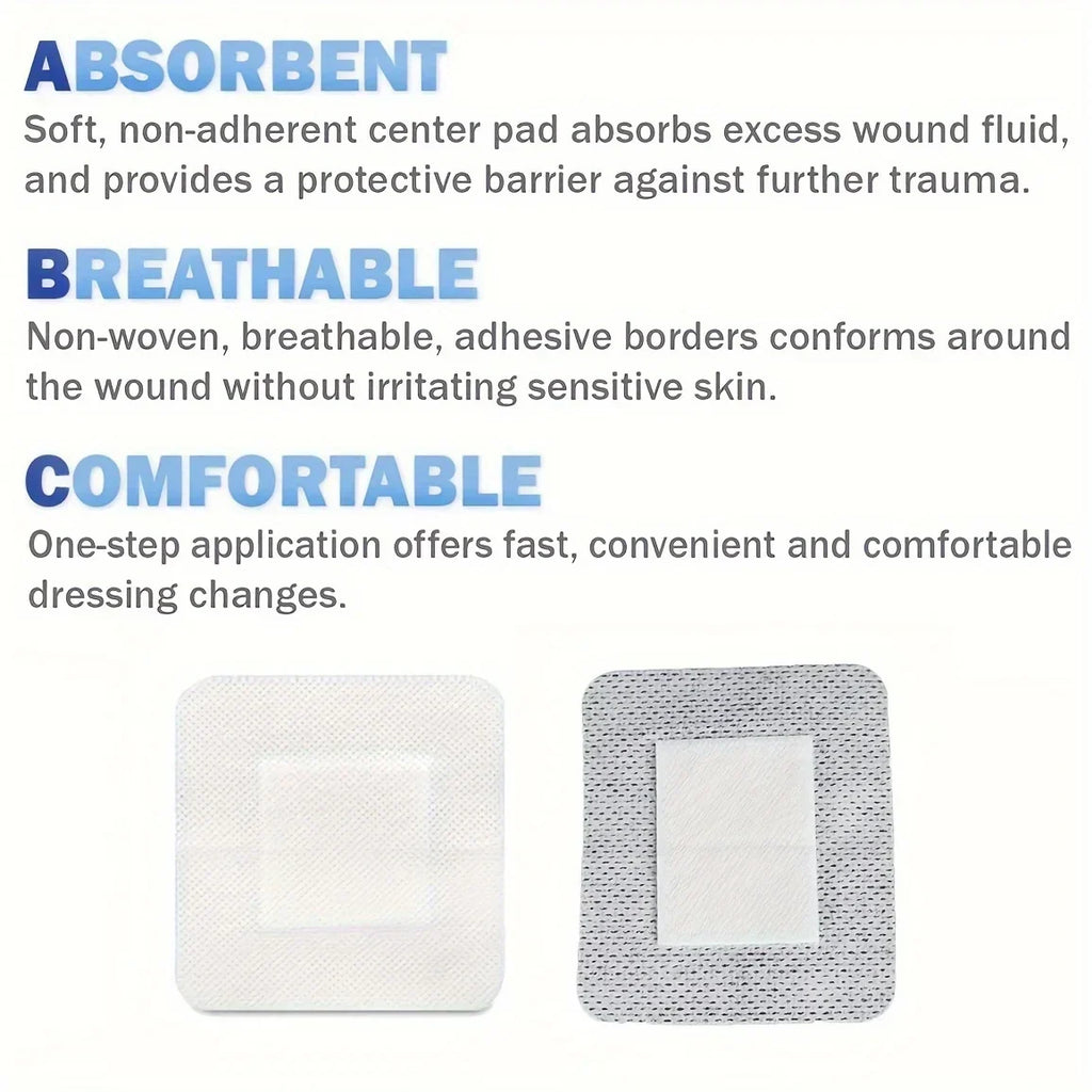 50-Pack Non-Woven Adhesive Dressing Pads – 6×7cm