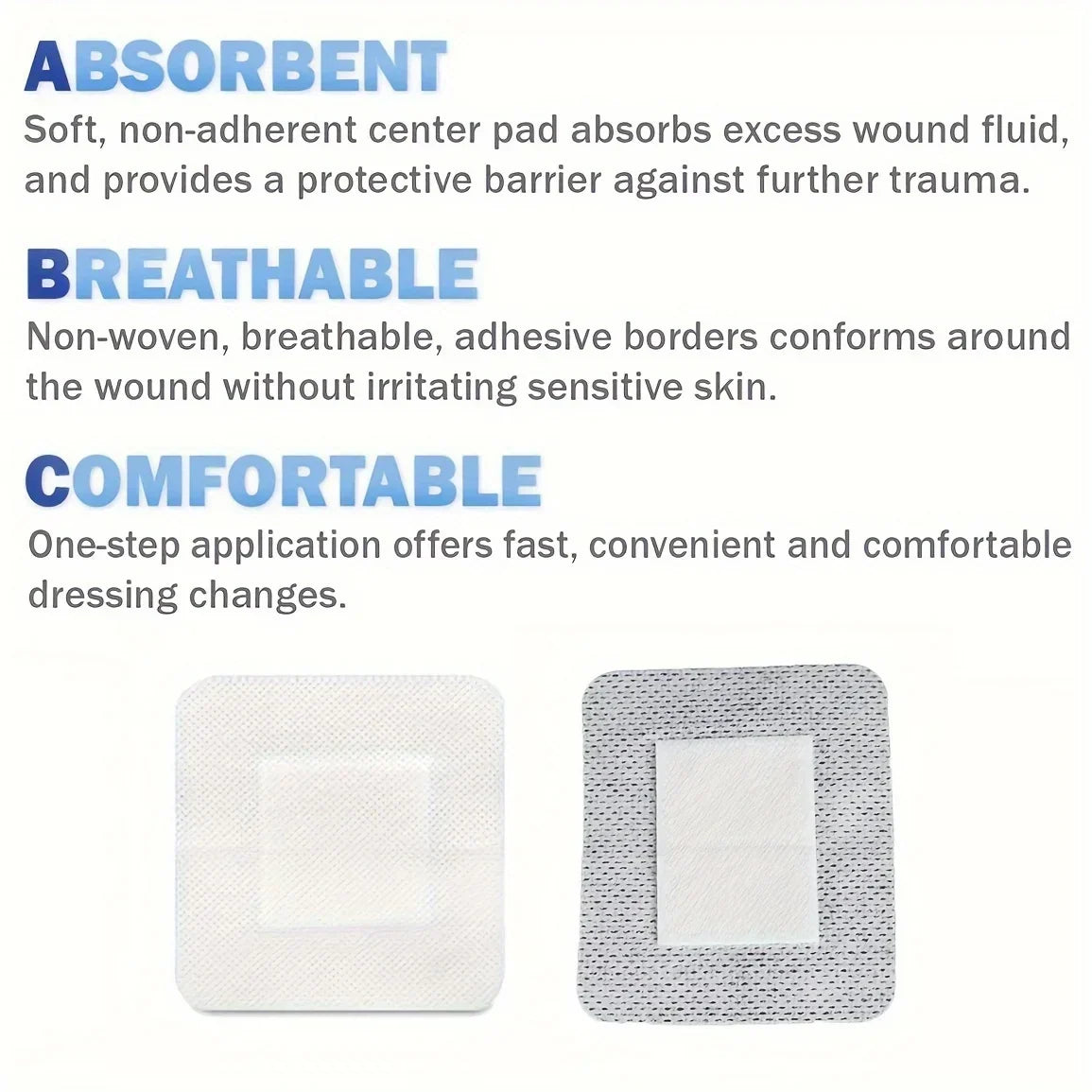 50-Pack Non-Woven Adhesive Dressing Pads – 6×7cm