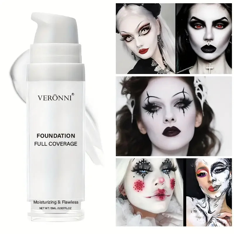 Full-Coverage White Liquid Foundation for Goth & Cosplay Makeup