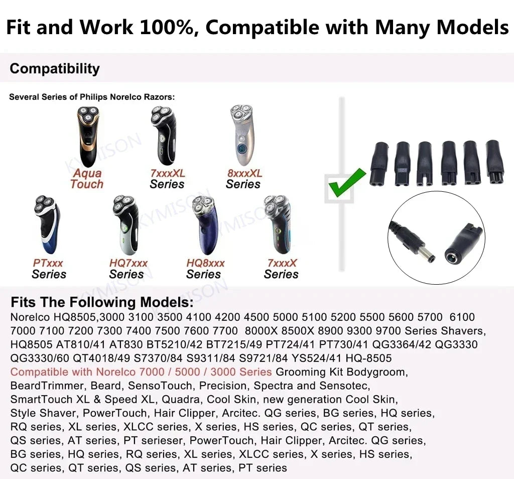 8 PCS Power Cord 5V Replacement Charger USB Adapter Suitable for All Kinds Hair Clippers, Beard Trimmers, Shavers