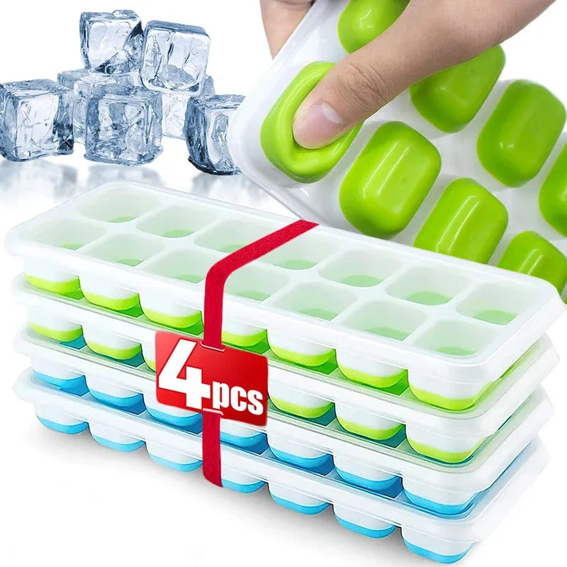 14-Cube Silicone Ice Tray with Lid