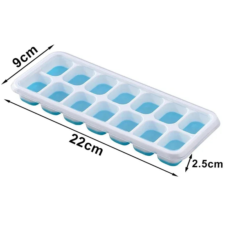 14-Cube Silicone Ice Tray with Lid