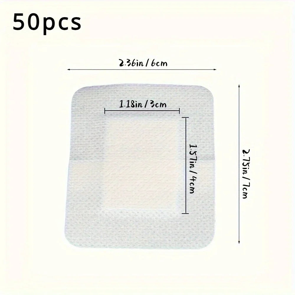 50-Pack Non-Woven Adhesive Dressing Pads – 6×7cm