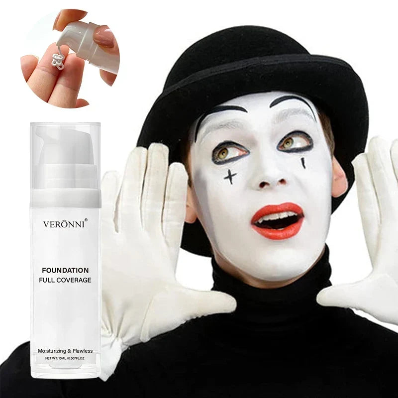 Full-Coverage White Liquid Foundation for Goth & Cosplay Makeup