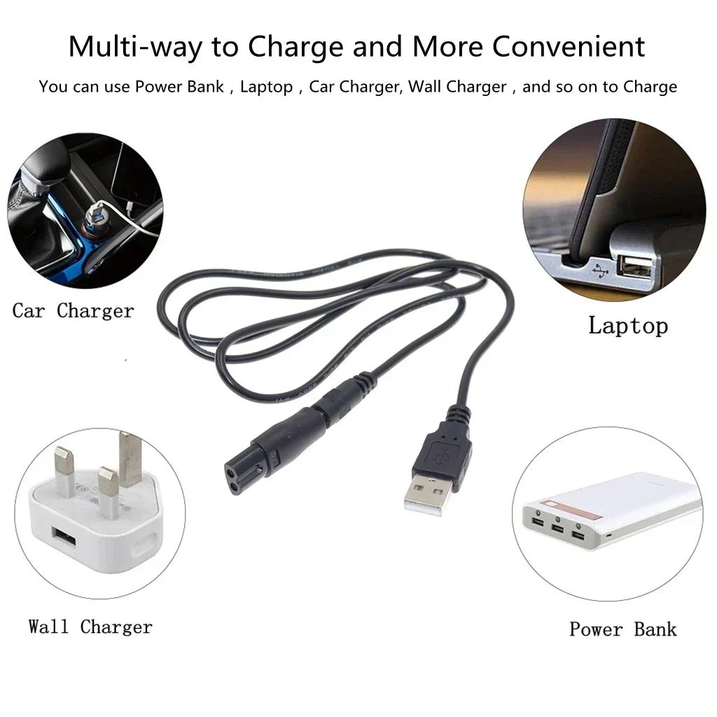 8 PCS Power Cord 5V Replacement Charger USB Adapter Suitable for All Kinds Hair Clippers, Beard Trimmers, Shavers