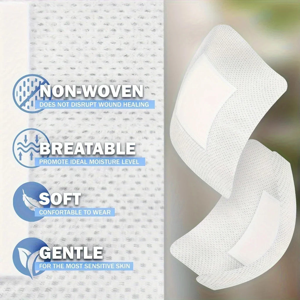 50-Pack Non-Woven Adhesive Dressing Pads – 6×7cm