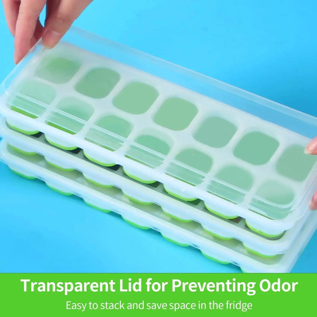 14-Cube Silicone Ice Tray with Lid
