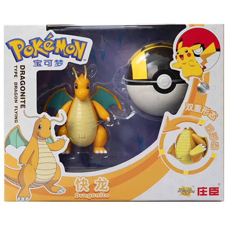 About Pokemon Anime Figure Charizard Pikachu Gyarados Pocket Monster Figure Pokeball Action Deformation Toy Model Children Gift