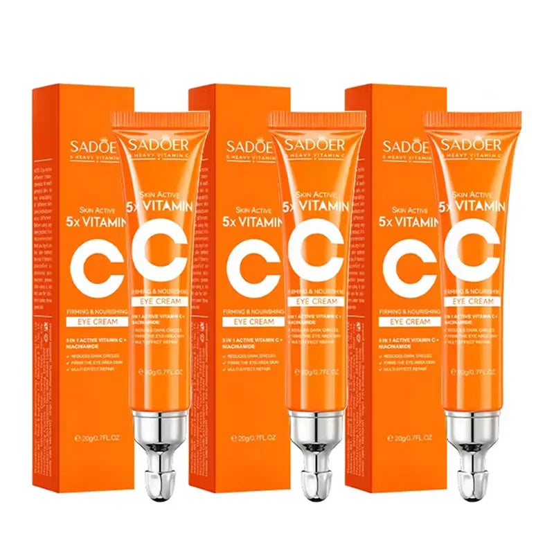 SADOER Vitamin C Eye Cream Anti Dark Circles Eyes Bags Remover Moisturizing Brightening Firming Skin Care Products for Eyes