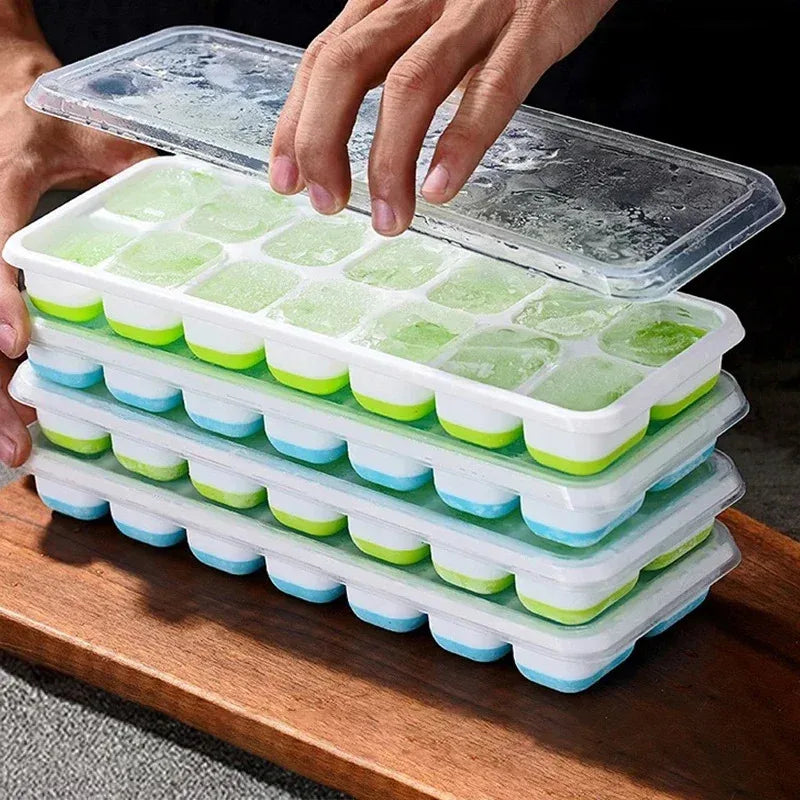 14-Cube Silicone Ice Tray with Lid
