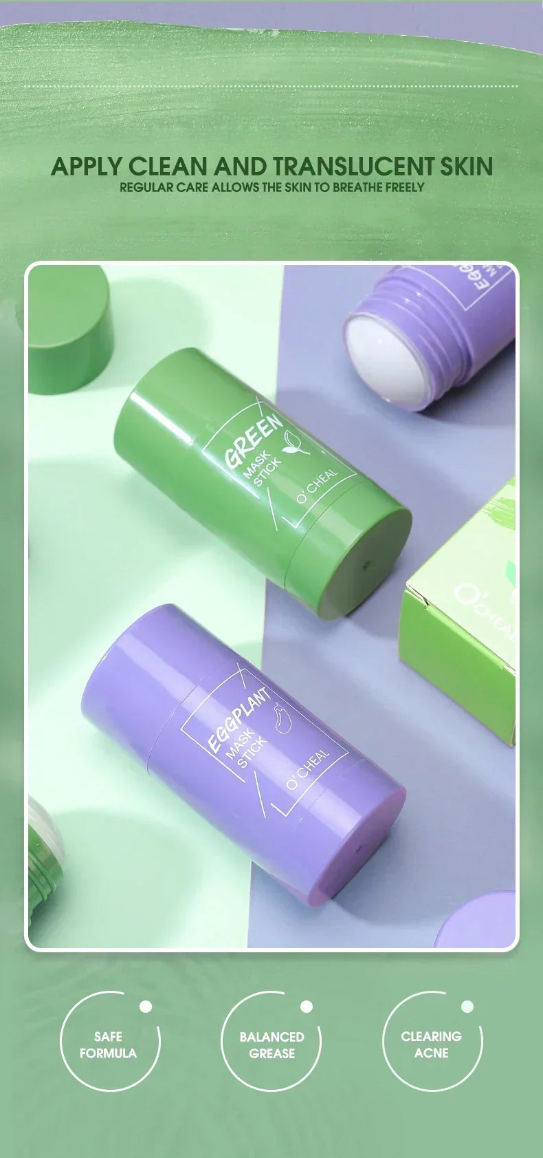 Solid Green Tea & Honey Moisturizing Facial Mask Stick