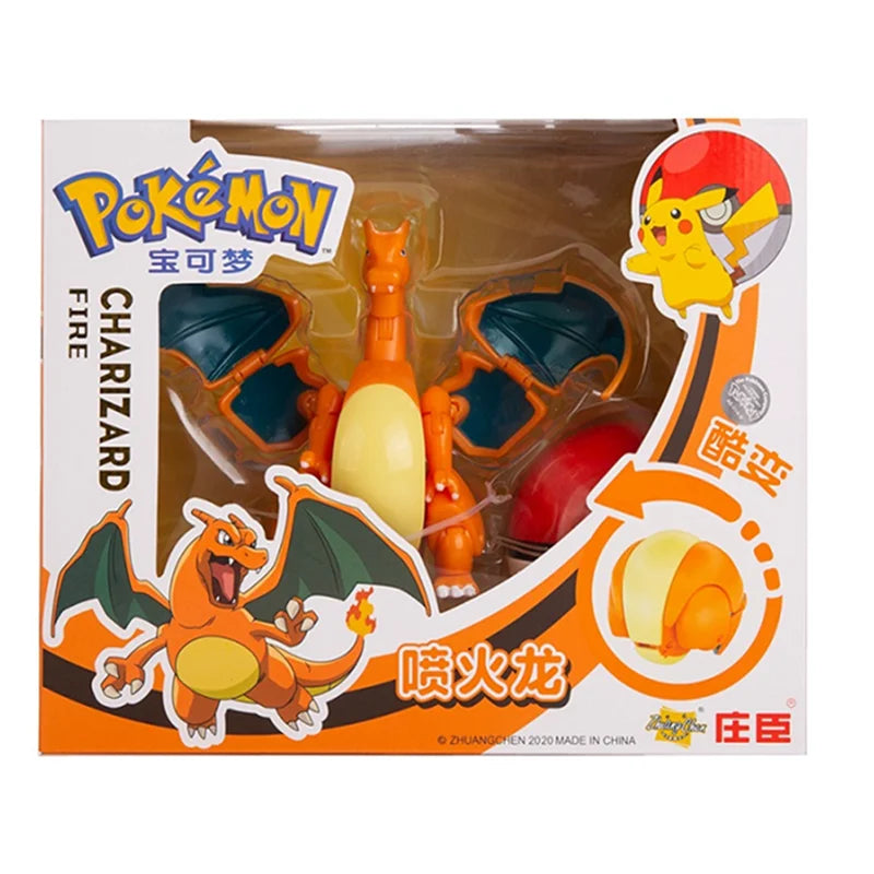 About Pokemon Anime Figure Charizard Pikachu Gyarados Pocket Monster Figure Pokeball Action Deformation Toy Model Children Gift