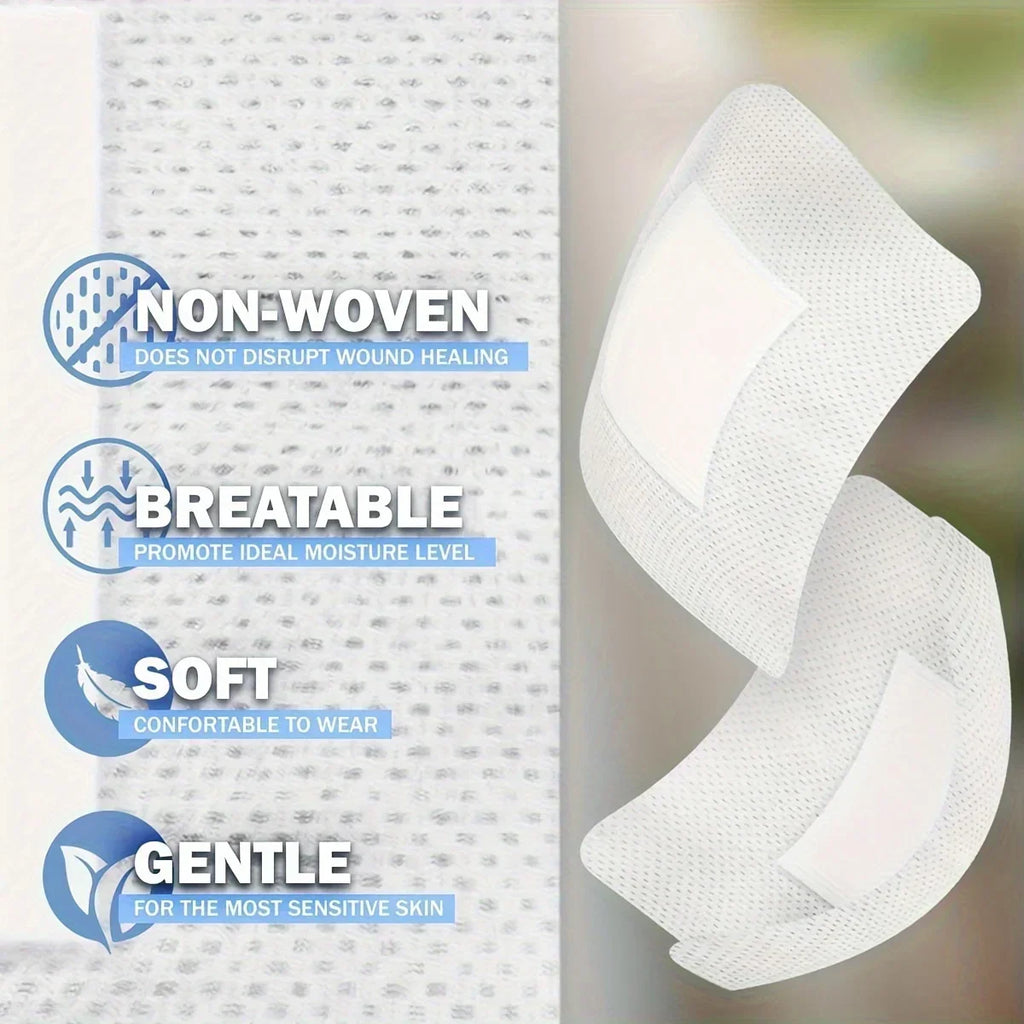50-Pack Non-Woven Adhesive Dressing Pads – 6×7cm