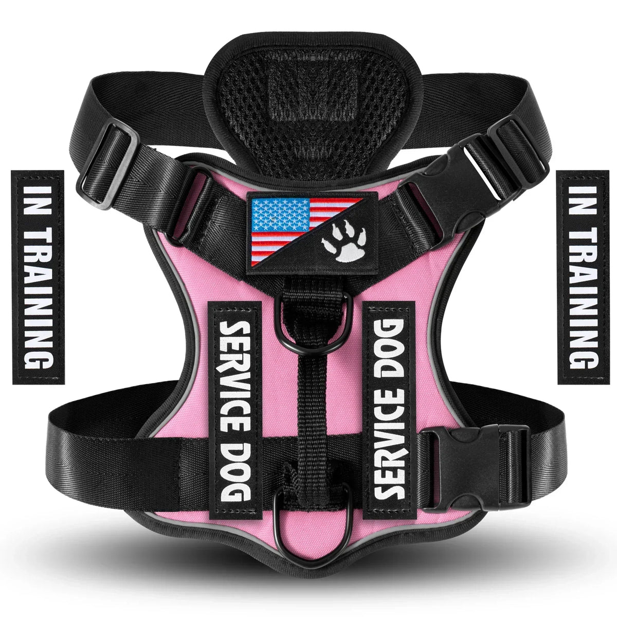 Service Dog Harness, Reflective Dog Vest Harness with 5 PCS Patches, Adjustable Soft Oxford Pet Harness, Inner Layer Mesh, Easy