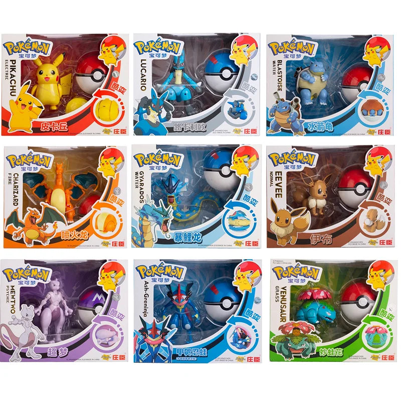 About Pokemon Anime Figure Charizard Pikachu Gyarados Pocket Monster Figure Pokeball Action Deformation Toy Model Children Gift