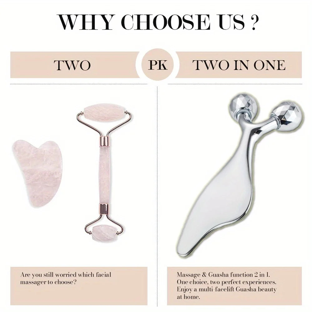 2-in-1 Facial Roller & Gua Sha Massage Tool