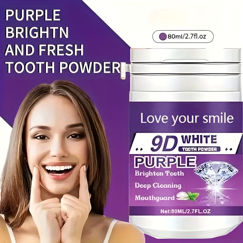 1/2pcs 9D White Purple Teeth Powder - Deep Cleaning & Polishing with Baking Soda, Refreshing Breath, Portable Travel-Friendly Formula, Brightens Smile in 7 Days, for Men & Women