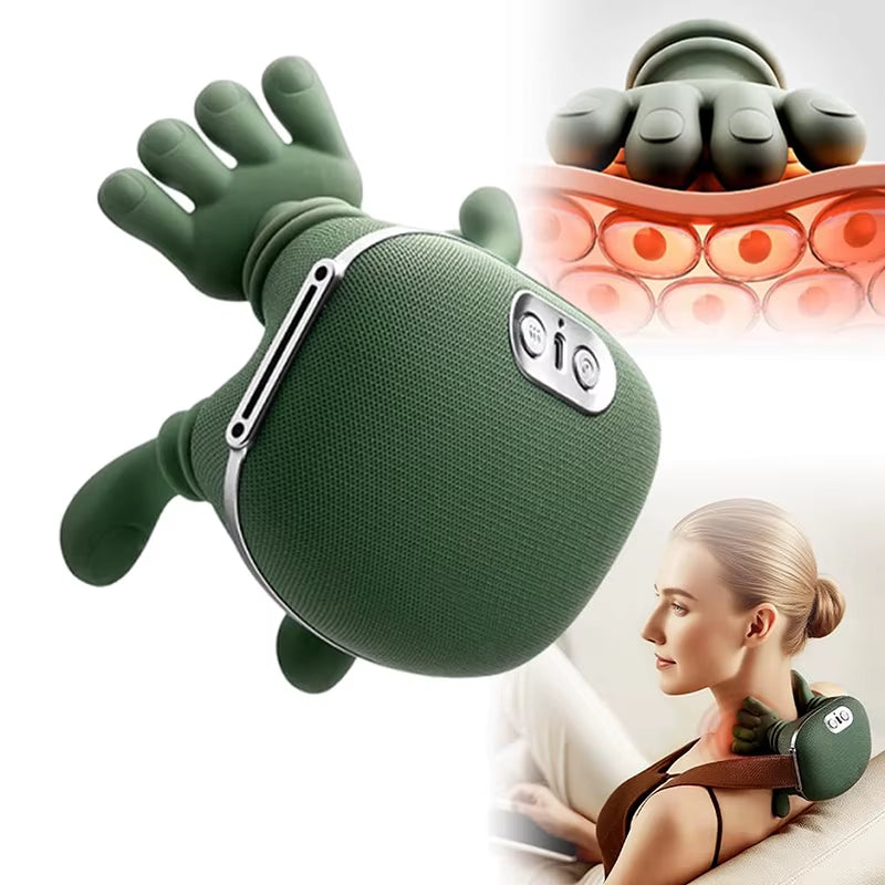 Neck Massager with Real Hand Simulation Wireless Portable Neck and Back Massager 4D Kneading Massage Design for Pain Relief