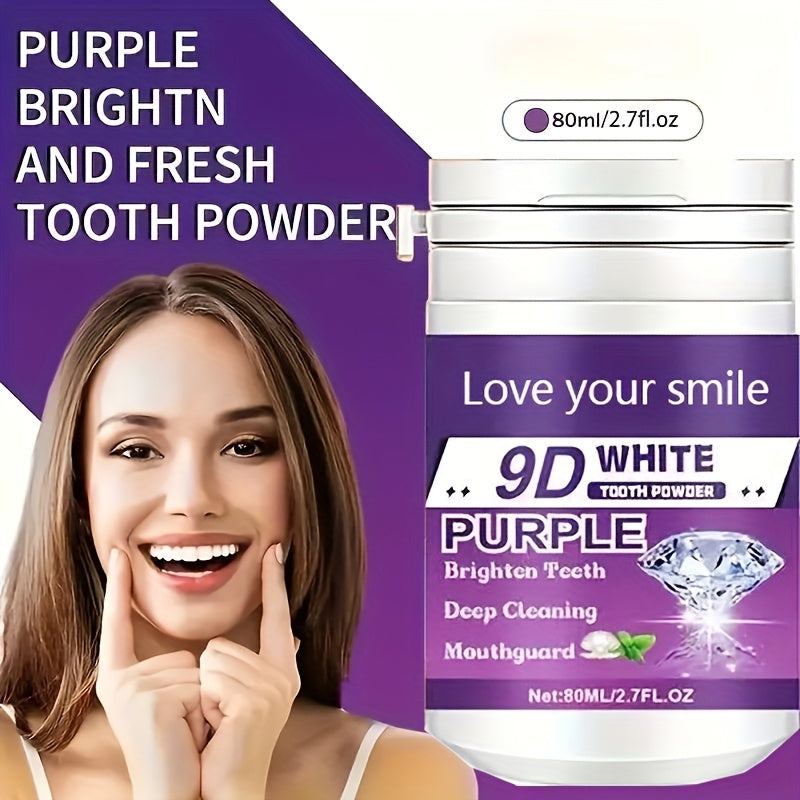 1/2pcs 9D White Purple Teeth Powder - Deep Cleaning & Polishing with Baking Soda, Refreshing Breath, Portable Travel-Friendly Formula, Brightens Smile in 7 Days, for Men & Women