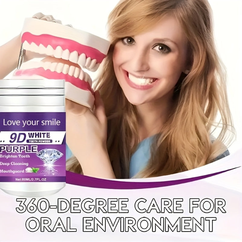 1/2pcs 9D White Purple Teeth Powder - Deep Cleaning & Polishing with Baking Soda, Refreshing Breath, Portable Travel-Friendly Formula, Brightens Smile in 7 Days, for Men & Women