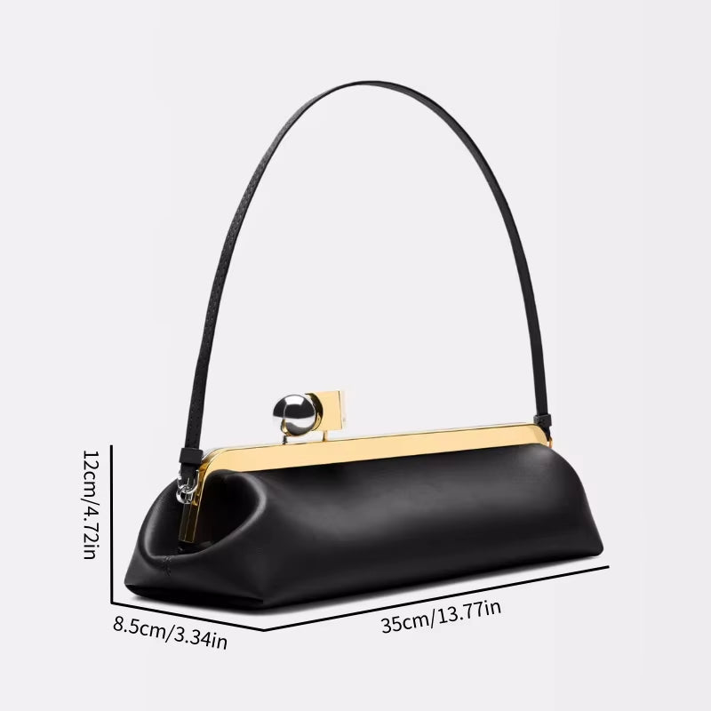 Long Clutch Bag with Removable Shoulder Strap, Women'S Fashionable Baguette Bag, Luxury Designer Clip Handbag Purses for Ladies